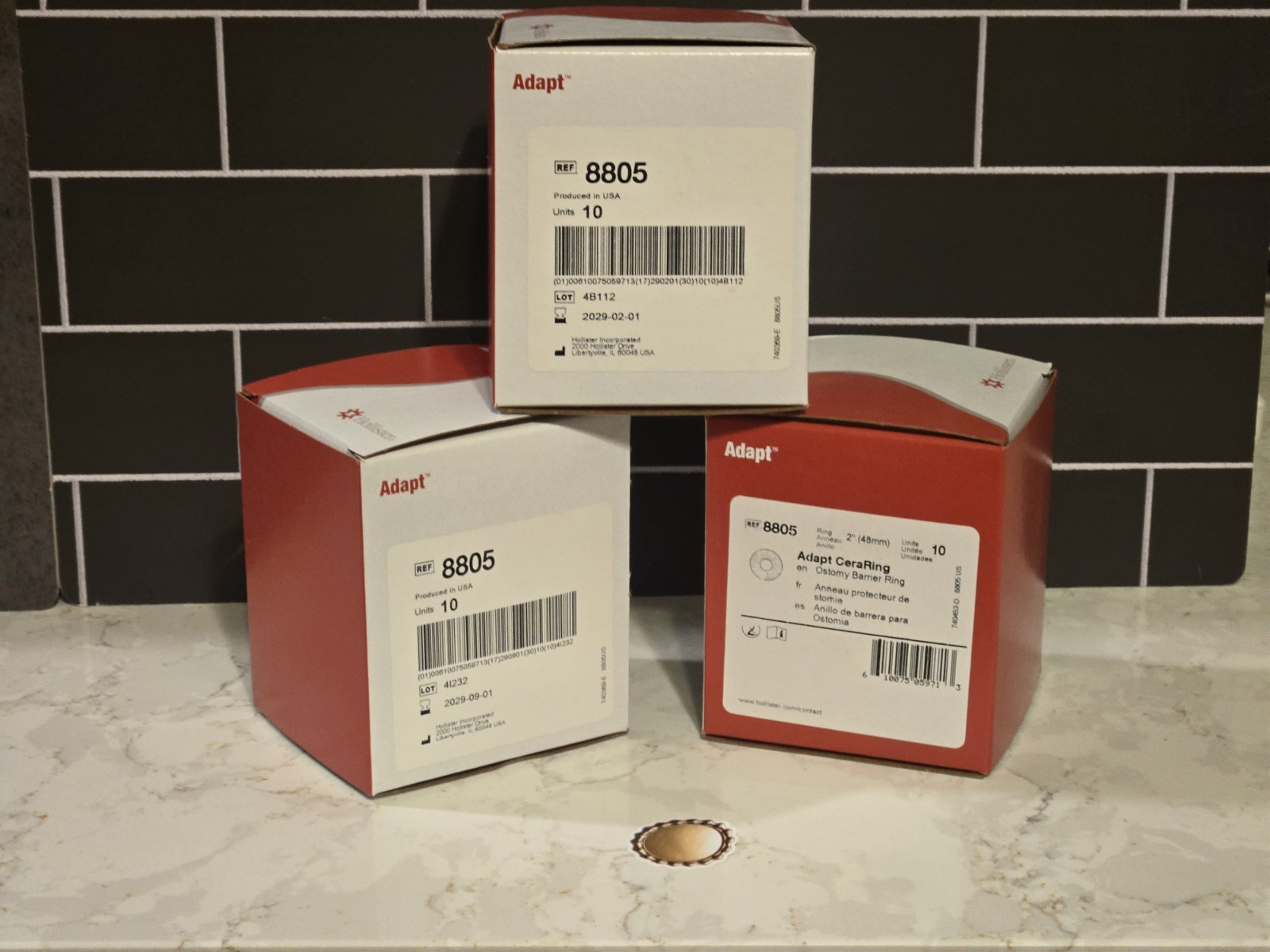 3 Boxes (30 Total) Hollister 8805 Adapt CeraRing Barrier Rings exp. 2029