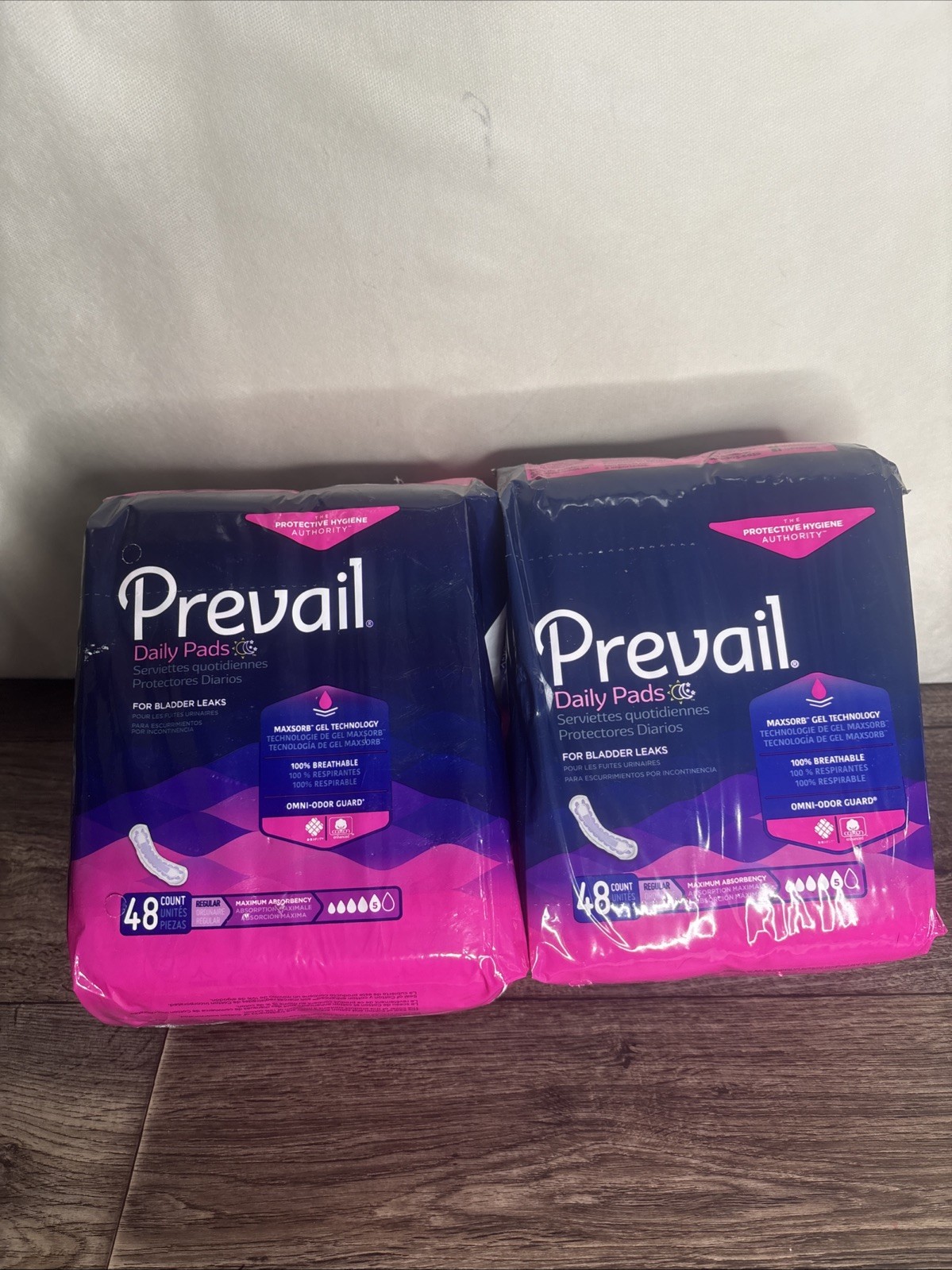 2 Pk Prevail Daily Incontinent Pad 11″ L Regular Length Maximum 96 Count (New)