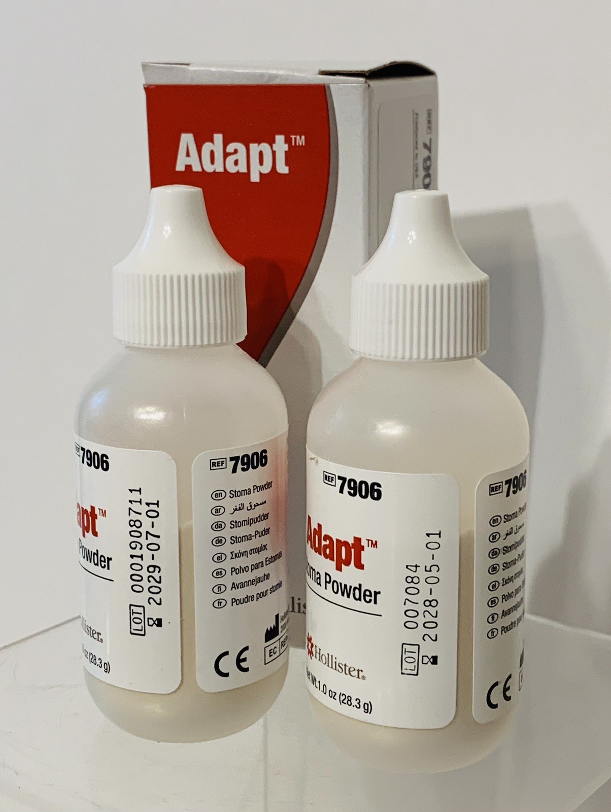 2 Bottles Hollister 7906 1oz Bottles Adapt Ostomy Stoma Powder Exp. 2028/2029