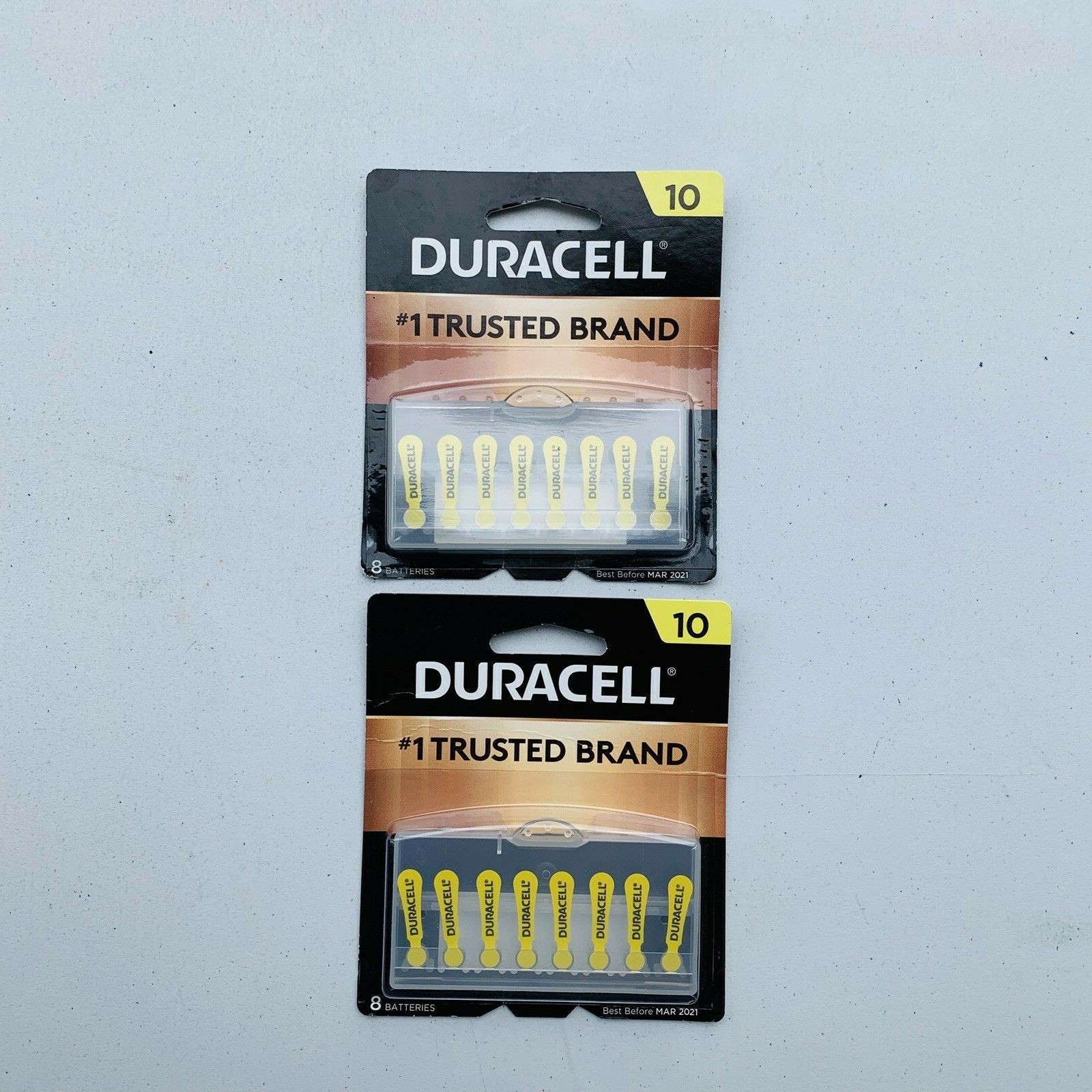 TWO Duracell Hearing Aid Batteries DA10B8ZM 8 Packs Best by March 2021 Size 10