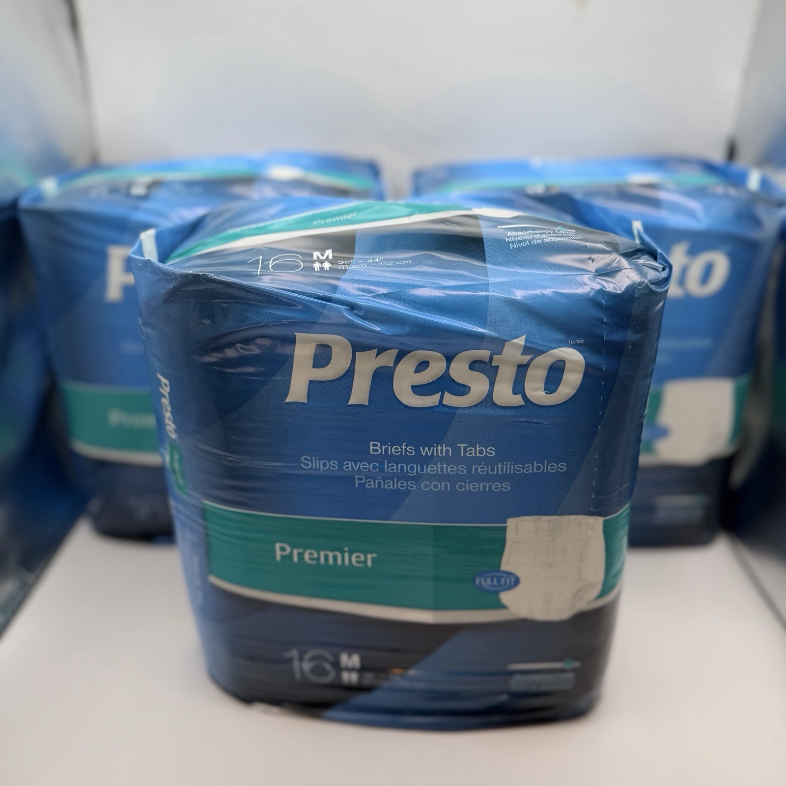 Presto Premier Briefs with Tabs Medium Heavy To Severe Disposable 3PK Of 16 (48)