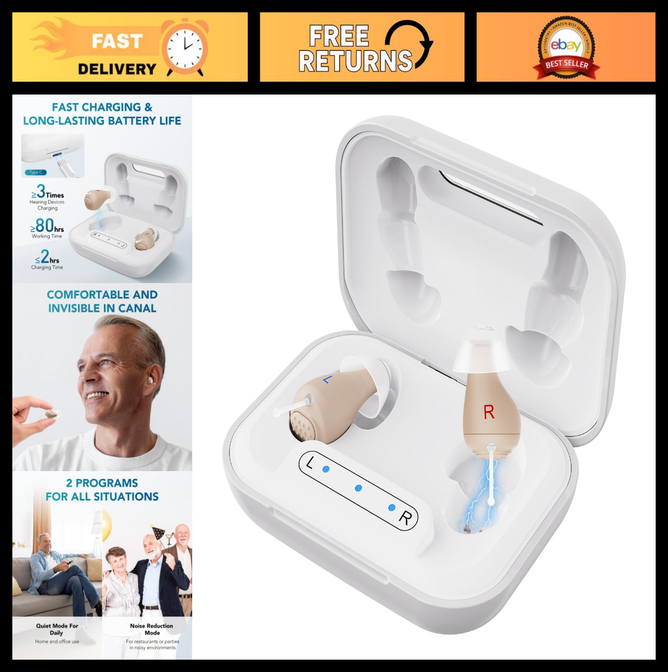 Rechargeable Hearing Aids for Seniors – Noise Cancelling, Superior Sound Quality