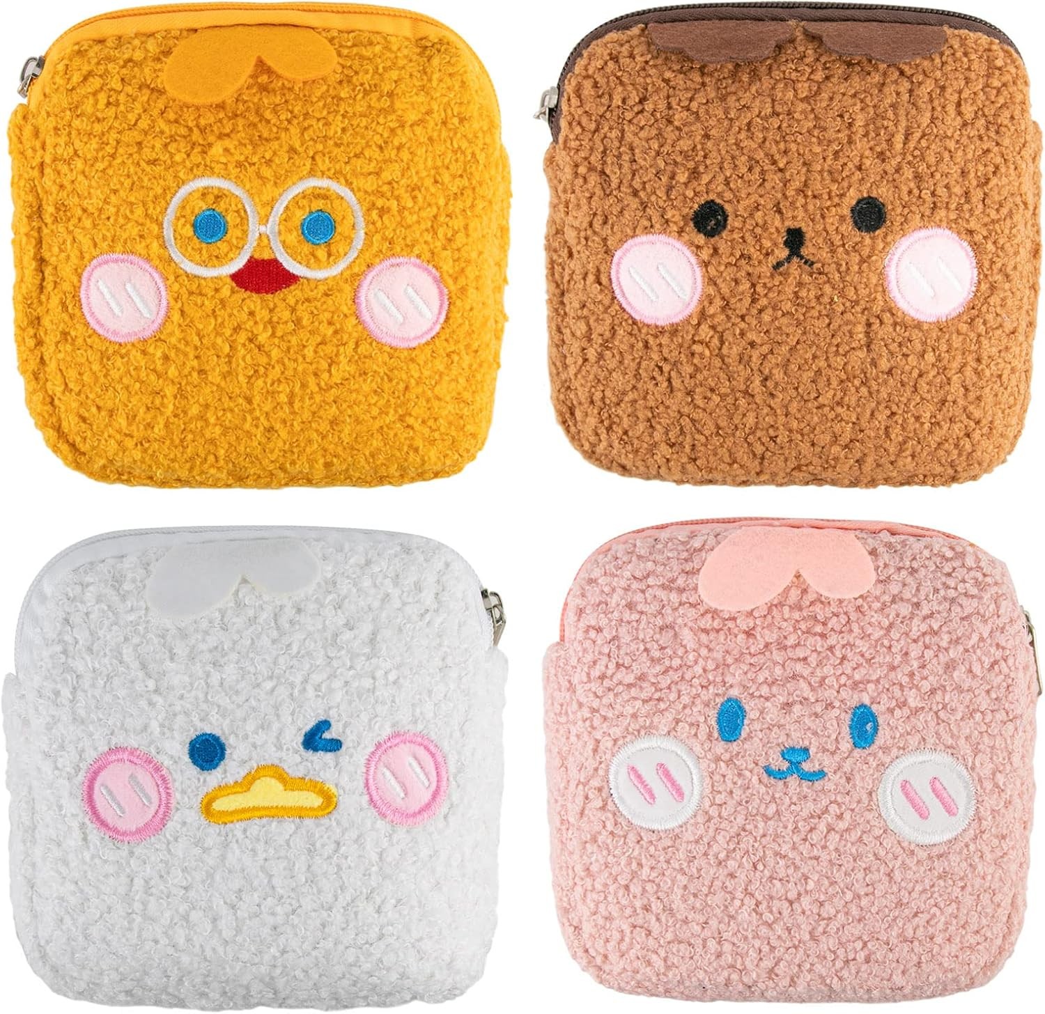 Sanitary Napkin Storage Bag 4PCS Menstrual Cup Pouch, Portable Cute style