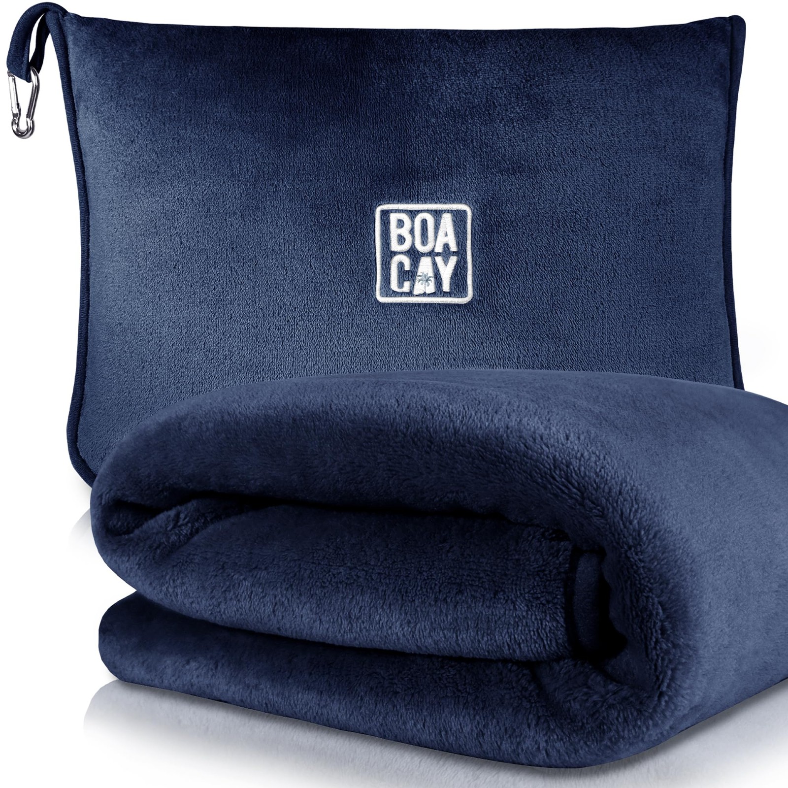 BOACAY Soft & Warm Travel Blanket for Airplane & Car – Long Single, Navy Blue