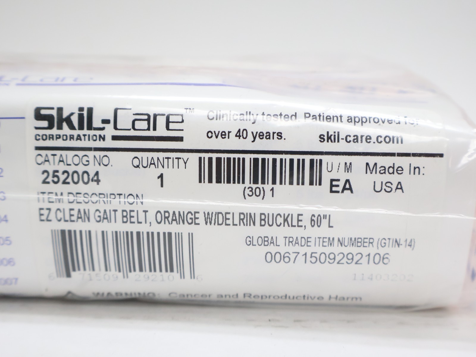 NEW Skil-Care EZ Clean Gait Belt Orange Delrin Buckle, 60″L, 10-Pack