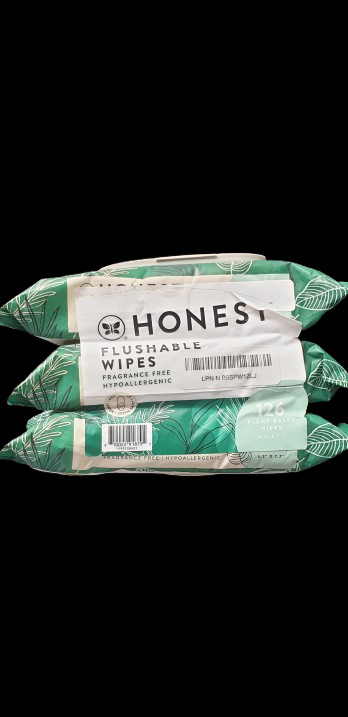 Honest Flushable Wipes Fragrance Free Hypoallergenic Plant Based Material 3 Pack