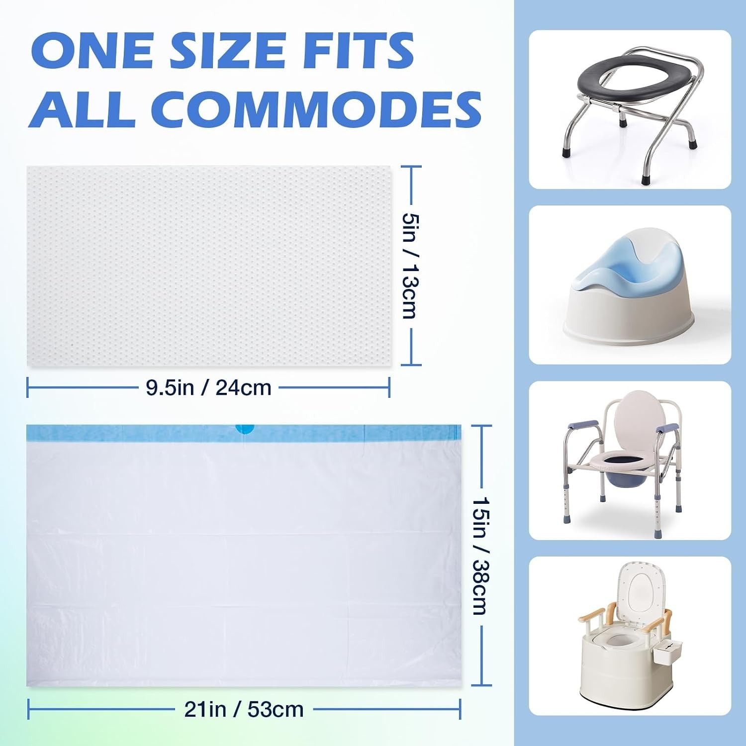 150 Pack Commode Liners with Absorbent Padsï¼Œ150 Disposable Commode Bags and 1