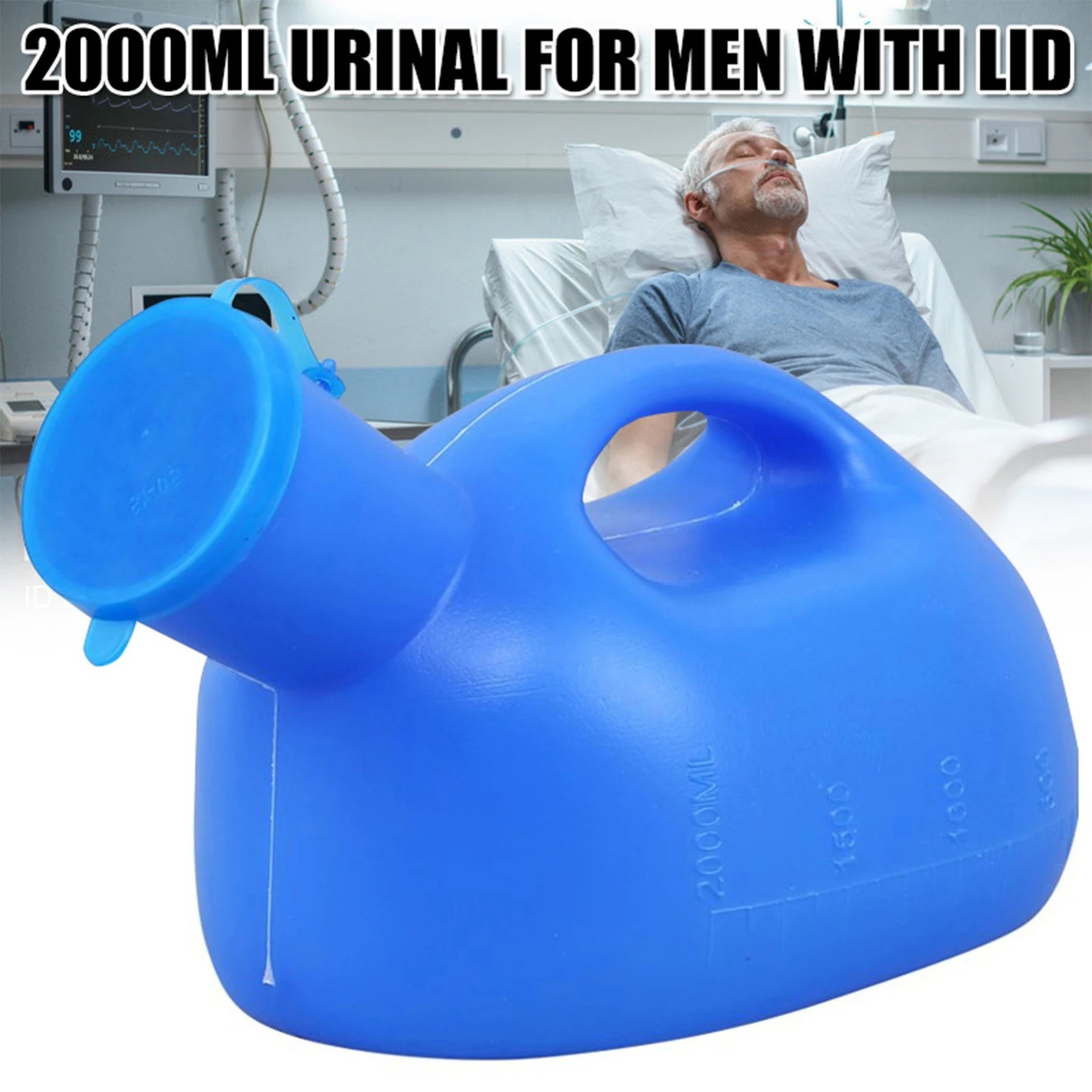 Urinal Bottle Male Urinals Portable Urine Bottle with Screw Lid 2000 ml with 1.6