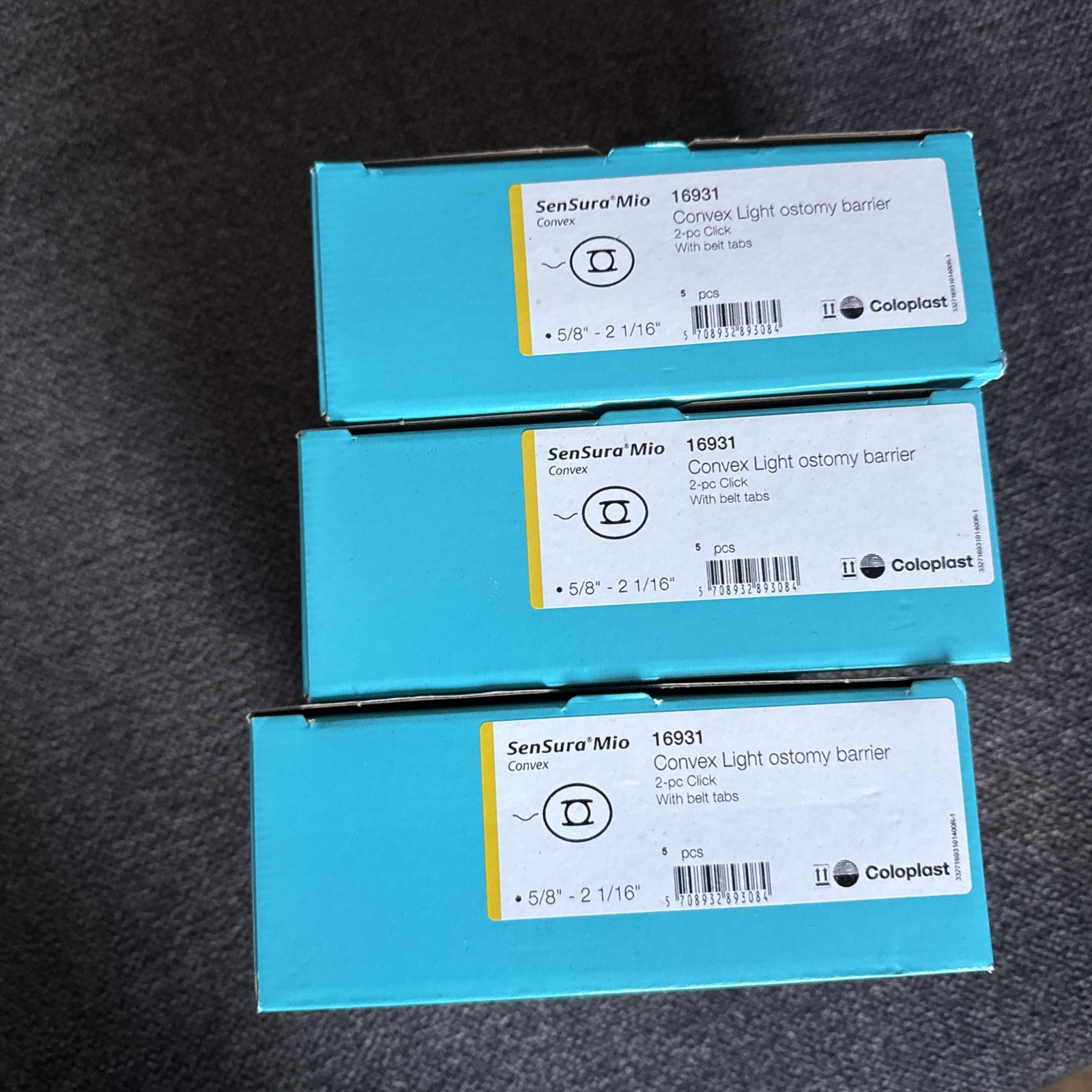 5 Coloplast 16931 SenSura® Mio Convex Ostomy Barriers Expires 09/2026