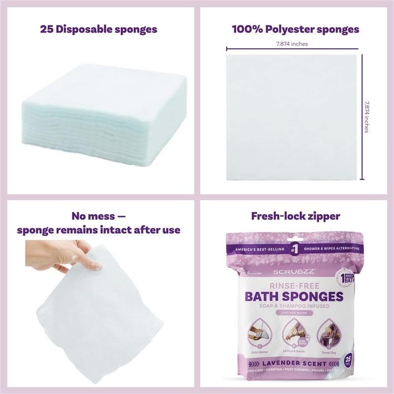 Convenient All-in-One Lavender Bath Wipes – 25 Count for Easy Clean-Up Anywhere