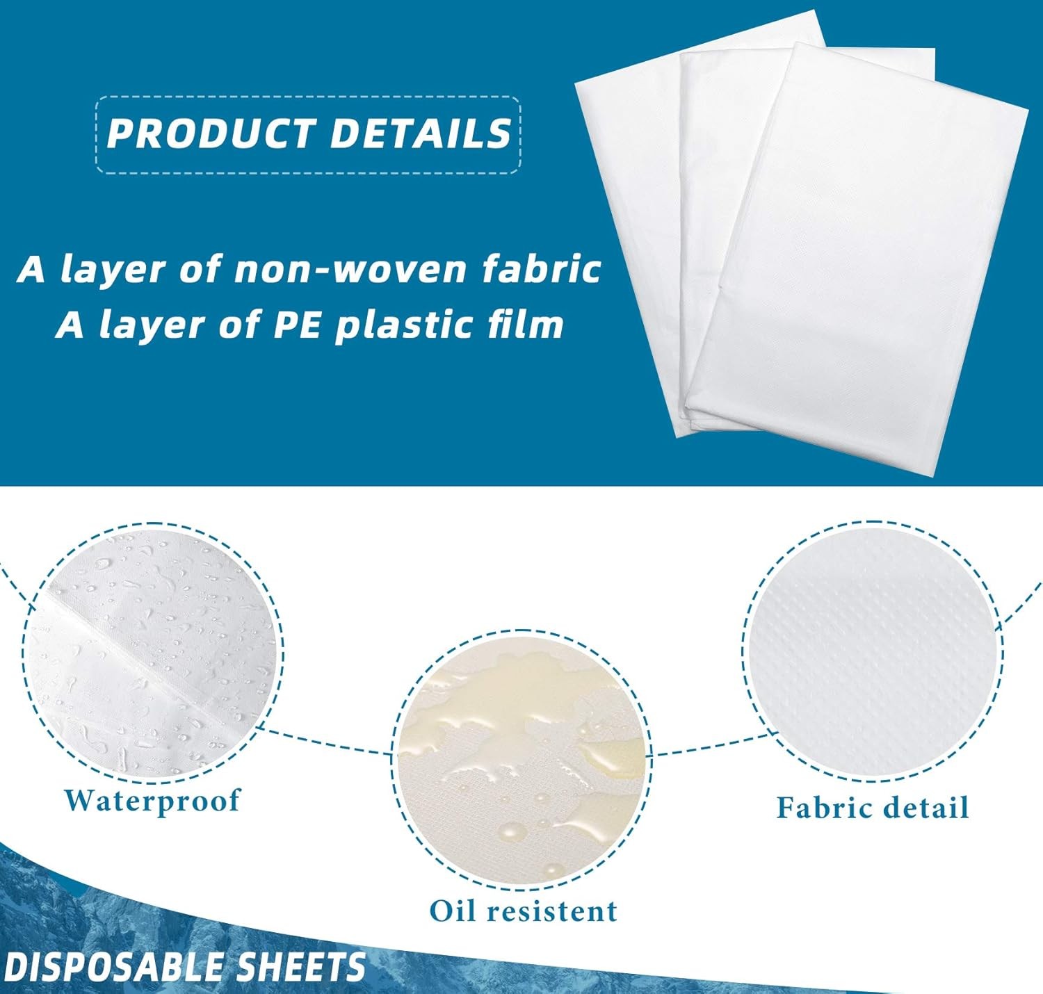 Tatuo 50 Pieces 31 x 70 Inches Disposable Bed Sheets Cover Massage White