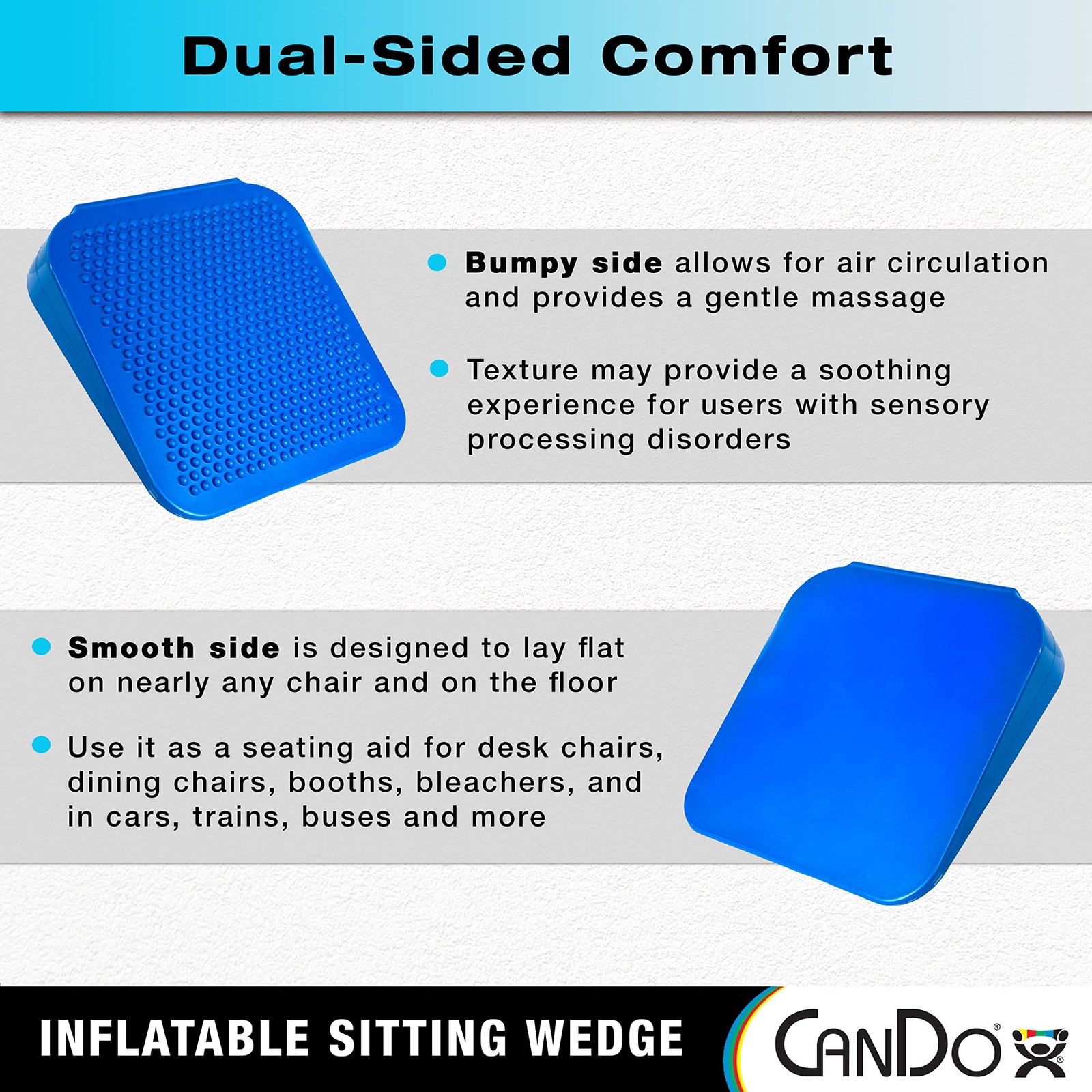 Cando Sitting Wedge Active Seat Wobble Cushion For Posture Back Pain Stress