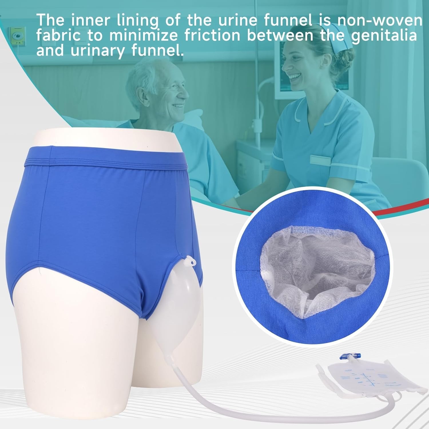 Men’s Wearable Urine Collector:500ml×2 Reusable Leakproof Leg Bags,Portable Cath