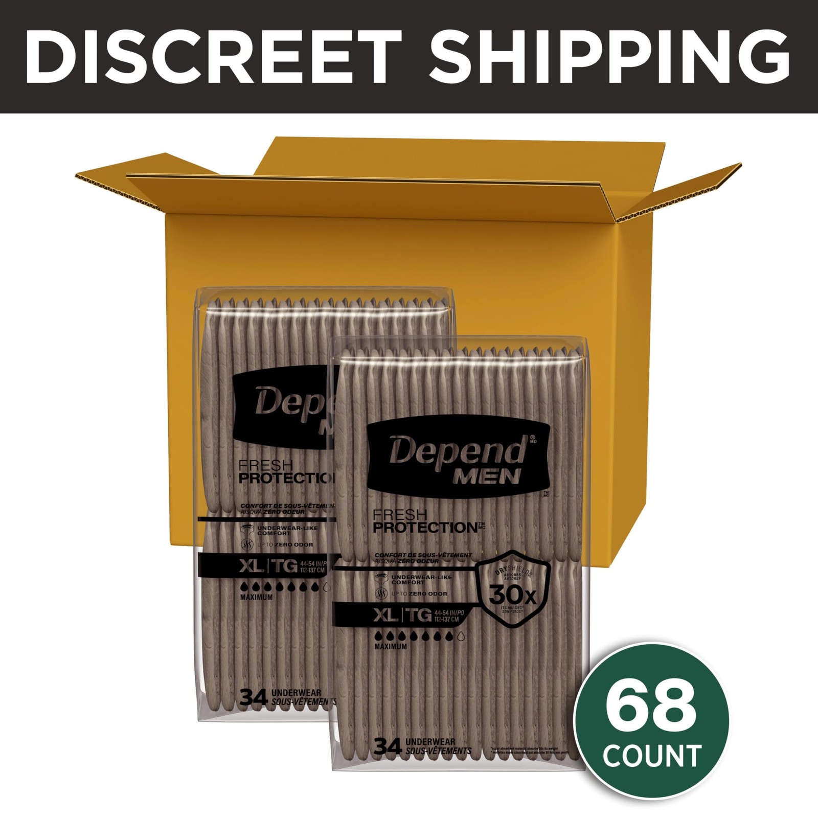 Fresh Protection Adult Diapers, Incontinence Underwear for Men, Disposable, M…