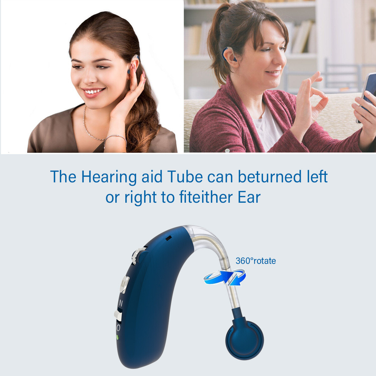 1Pc/1Pair Rechargeable Digital Hearing Aids Sound Voice Amplifier Behind The Ear