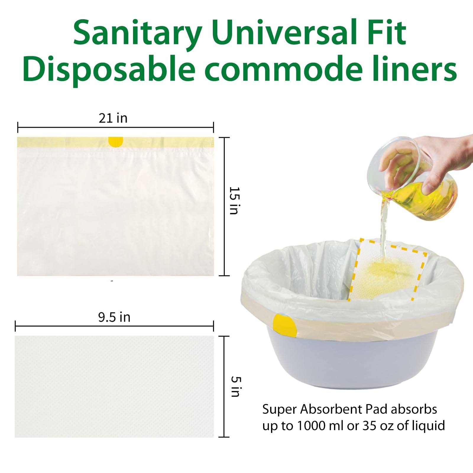 Commode Liners with Absorbent Pads for Bedside Commode, 100 Lemon Scented Bed…