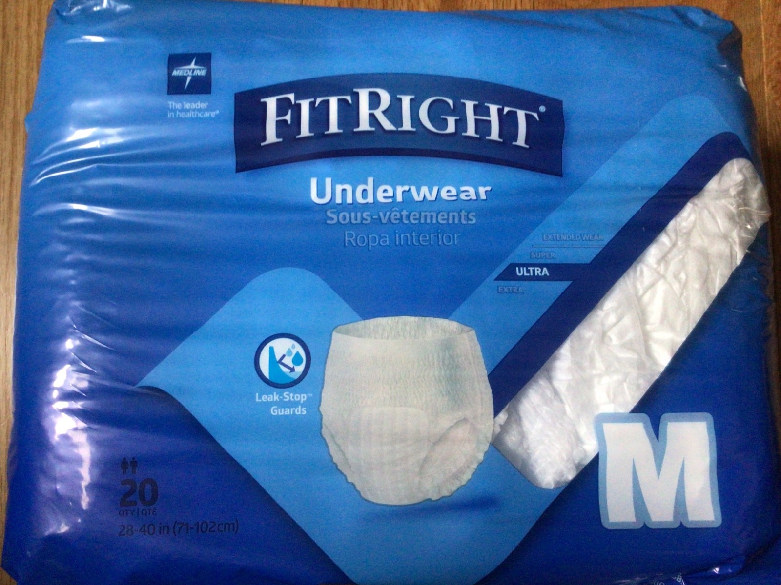 FitRight Underwear, Ultra, Medium size 28″- 40″, Unisex, 20 count