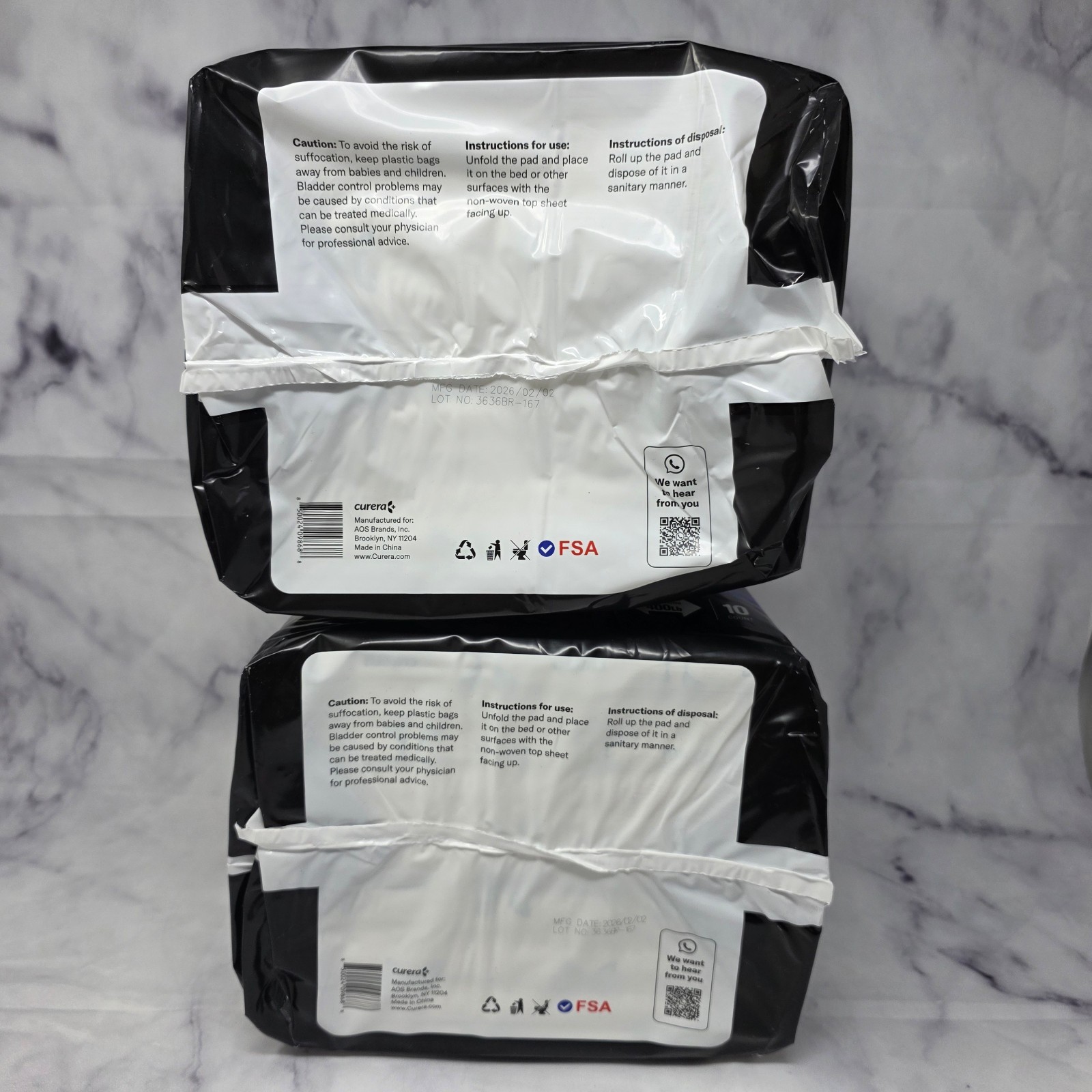 Two 10-Packs of Curera Chucks Max Maximum Absorbency Bed Pads 3XL 36×36 Leaklock