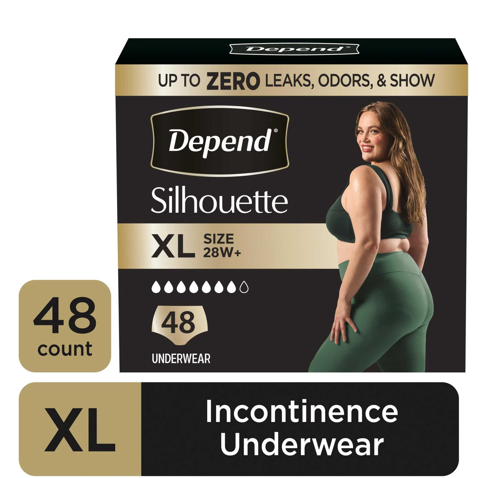 Depend Silhouette Women Incontinence ,XL, 48 ct Black