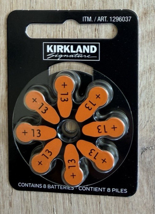 Kirkland Signature Hearing Aid Batteries Size 13 ,8 Pack New, FREE SHIPPING