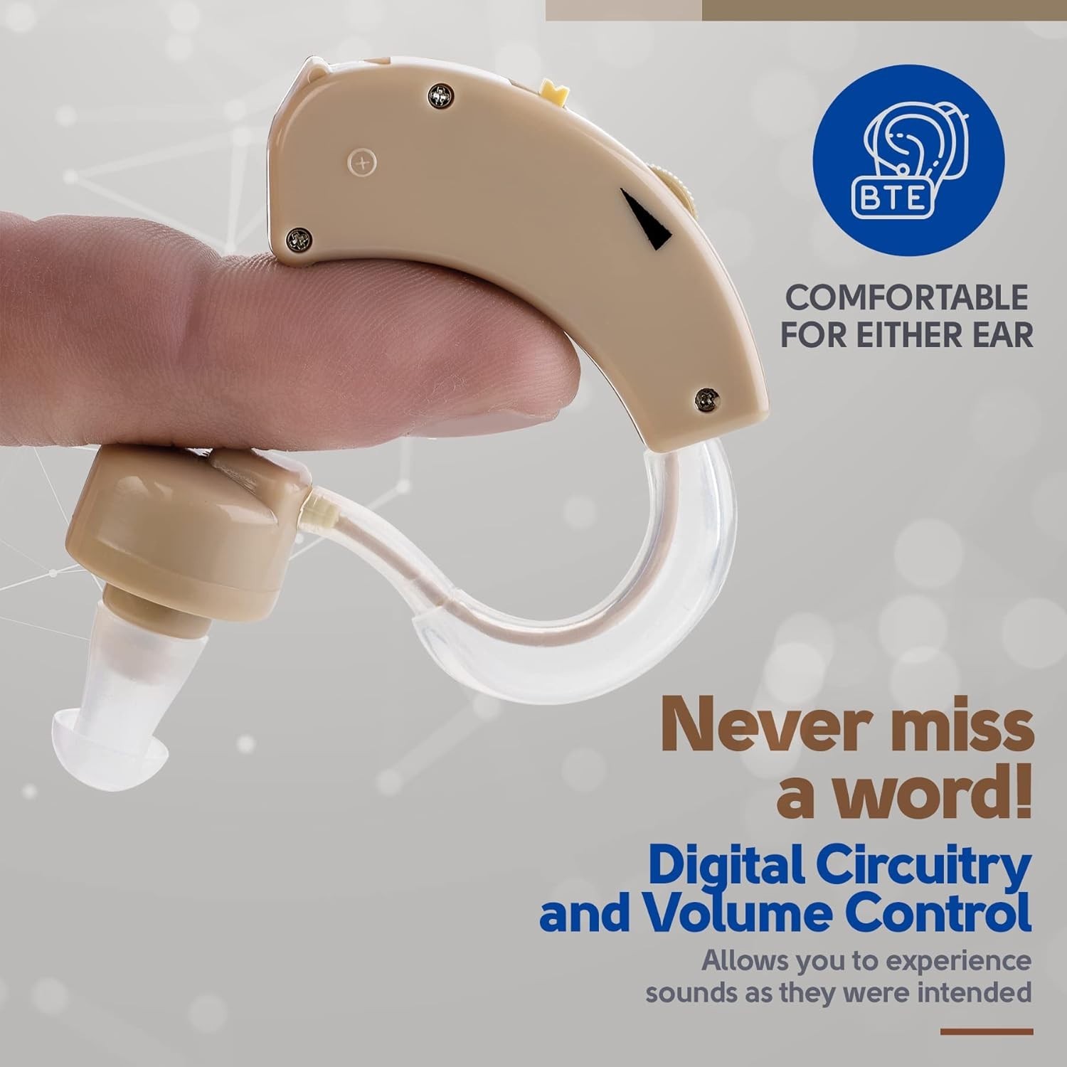 Digital BTE Hearing Amplifier – Noise Reduction, Volume Control Included