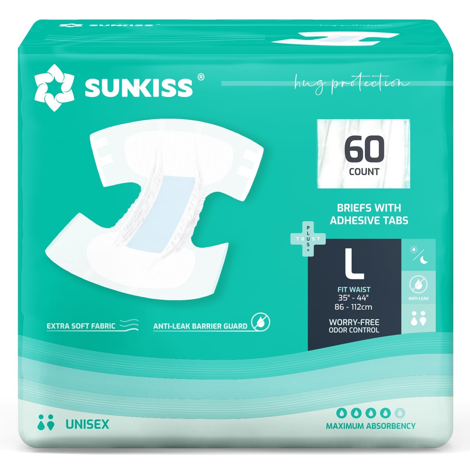 Maximum Absorbency Adult Diapers, Disposable Incontinence Briefs for Men & Women