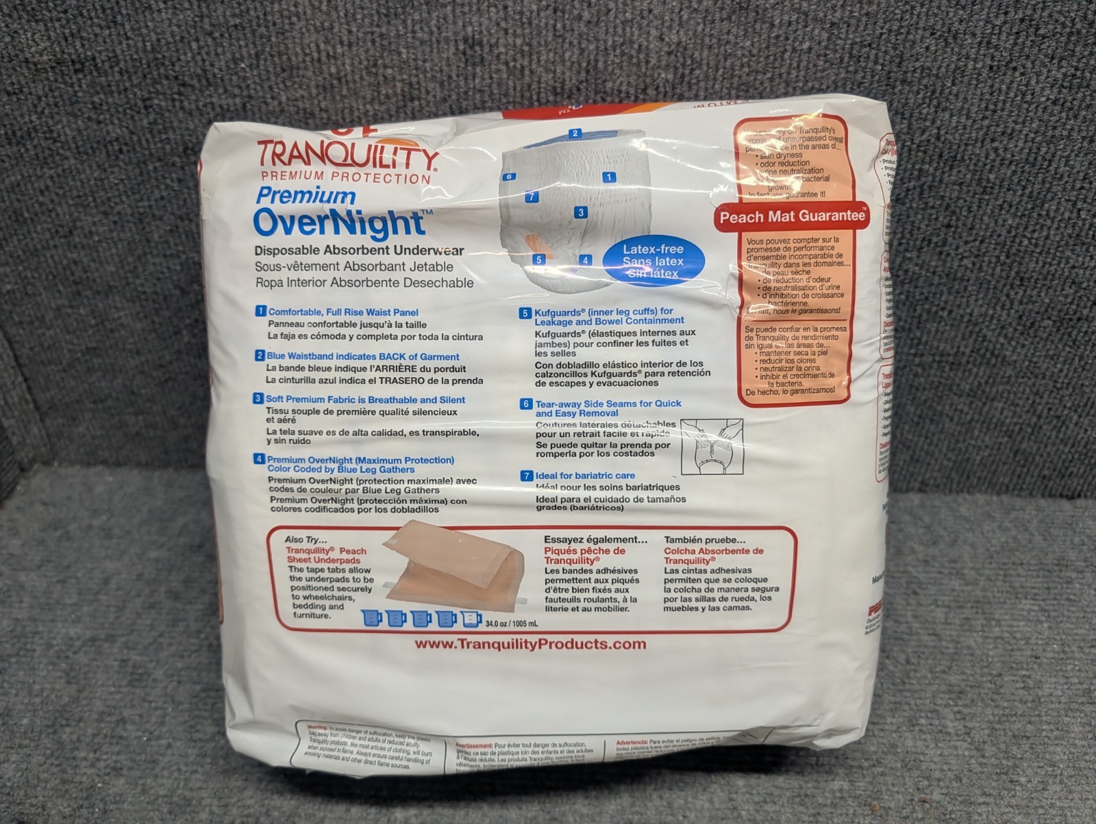 Tranquility Premium OverNight Pull On Underwear 2X-Large 62-80in – 48 Pack Case