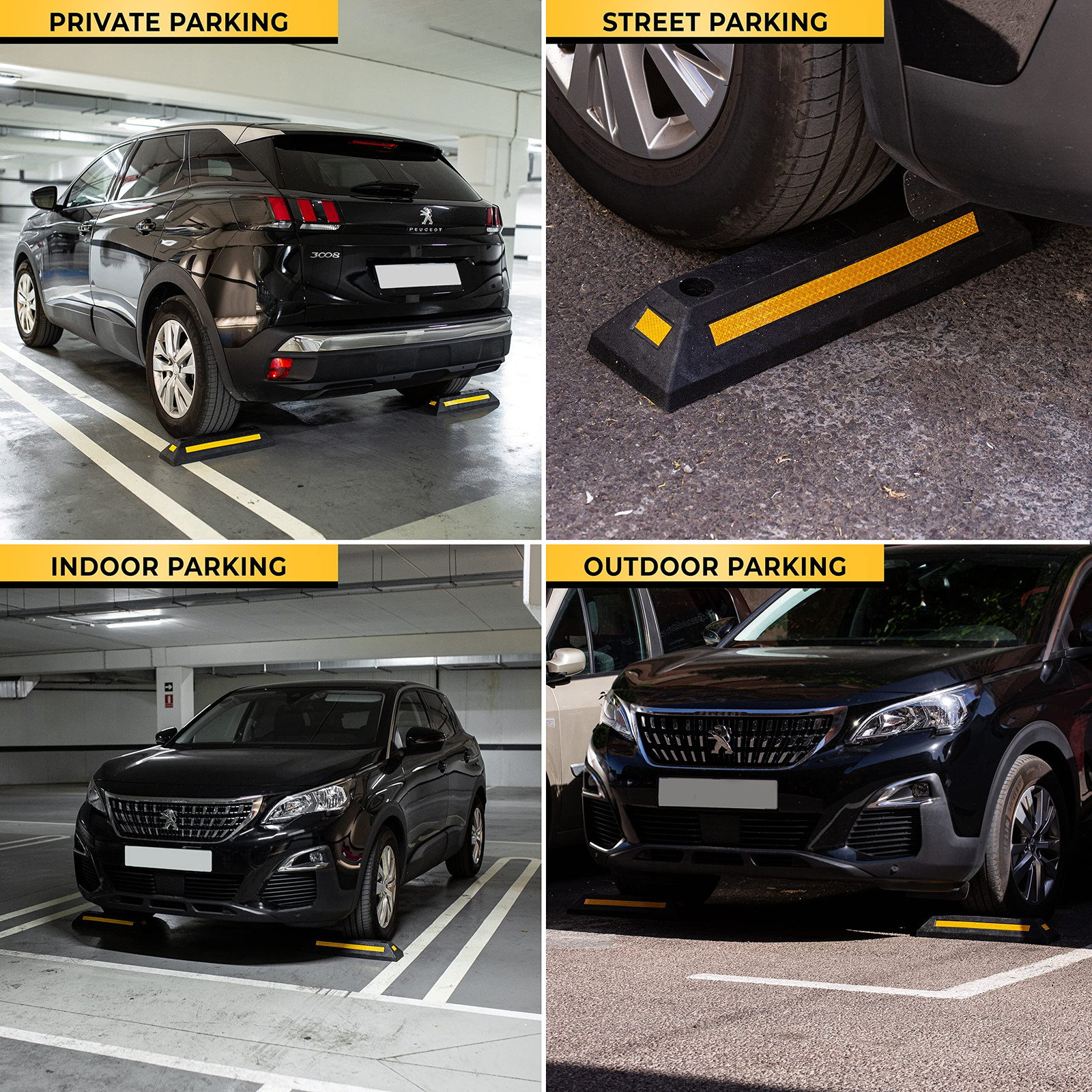 Heavy Duty Rubber Parking Guide -4 Pcs Premium Quality Durable Car Garage Whe…