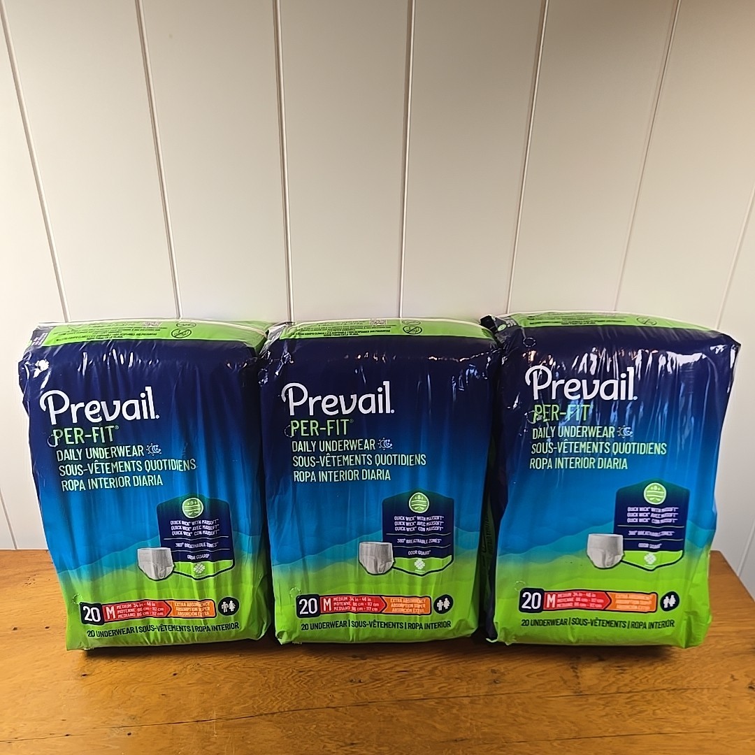 3 Pks Of 20 – Prevail Per-Fit Unisex Daily Underwear Size M 34”-46”
