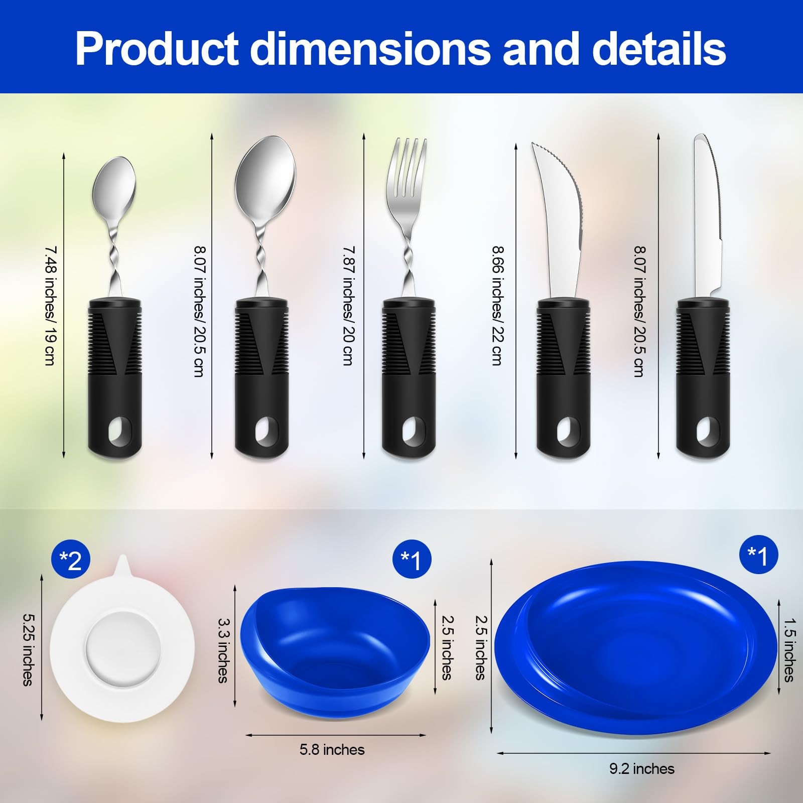 2 Sets Adaptive Utensils Bowl and Plate Set Adaptive Self Feeding Dinnerware …