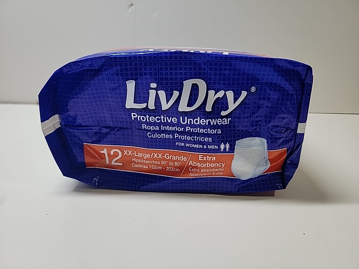 LivDry Adult XXL Protective Underwear Super Absorbent, (12 Pcs)