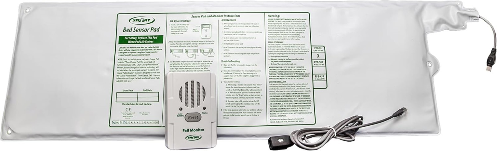 Smart Caregiver Bed Alarm – 10″x30″ Fall Prevention System for Elderly Safety