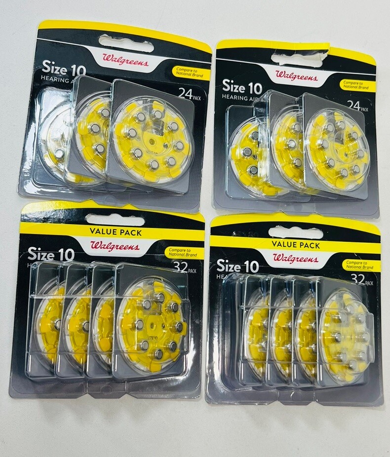 4 Packs Size 10 Walgreens Hearing Aid Batteries 32/24 Pack Exp 2/25 – 06/24