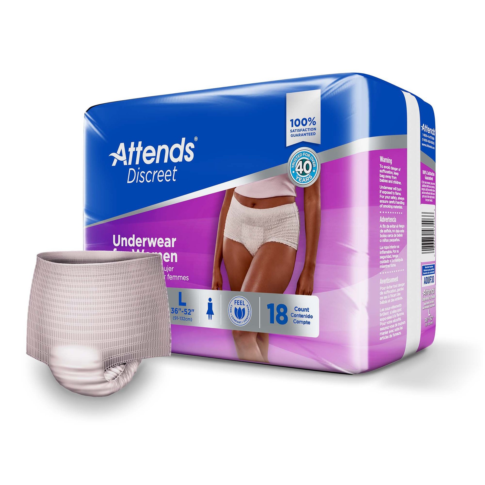 Attends Disposable Underwear Female Large 18 Ct