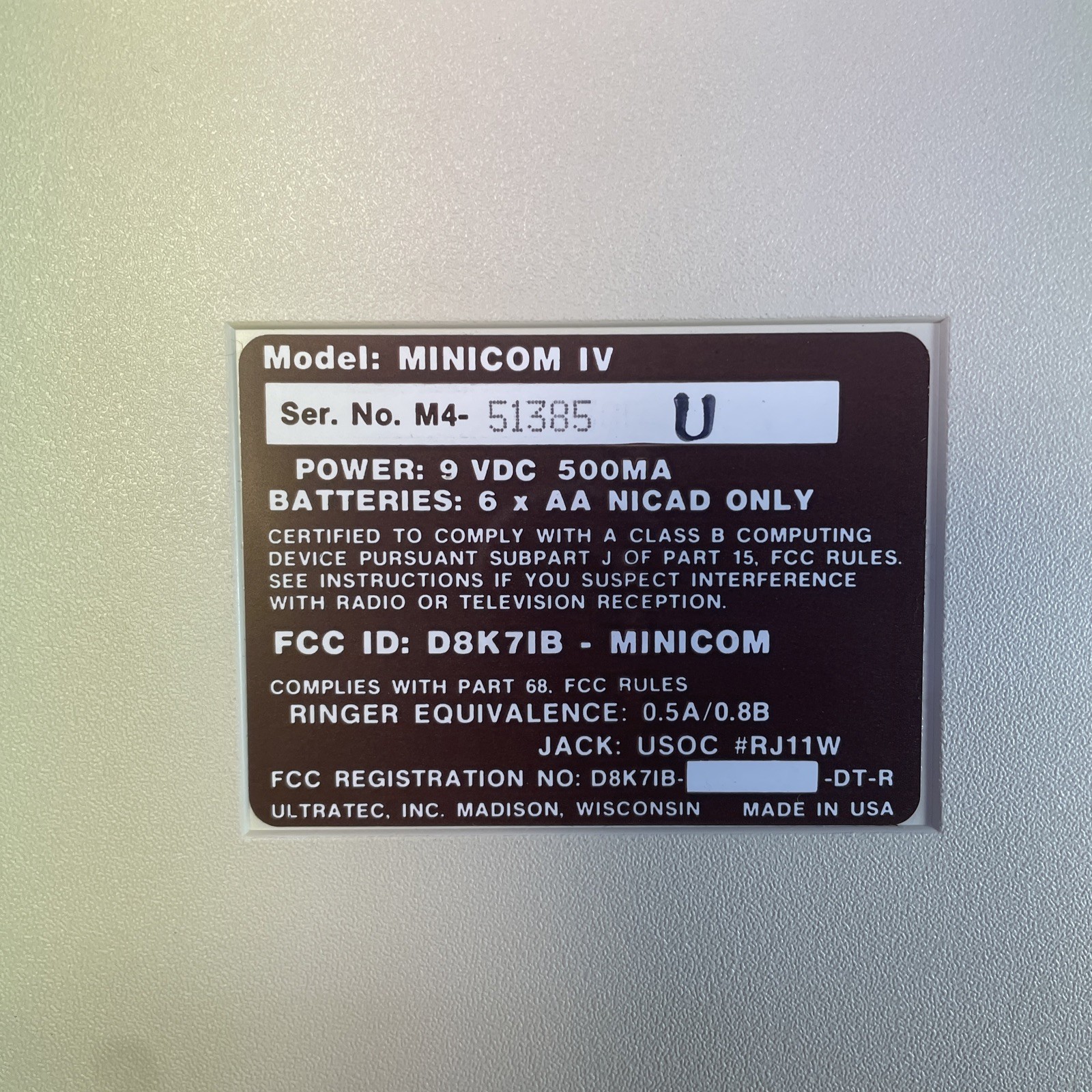 Ultratec Minicom IV 4 Text to Telephone Hearing Impaired Deaf Announcer U40K