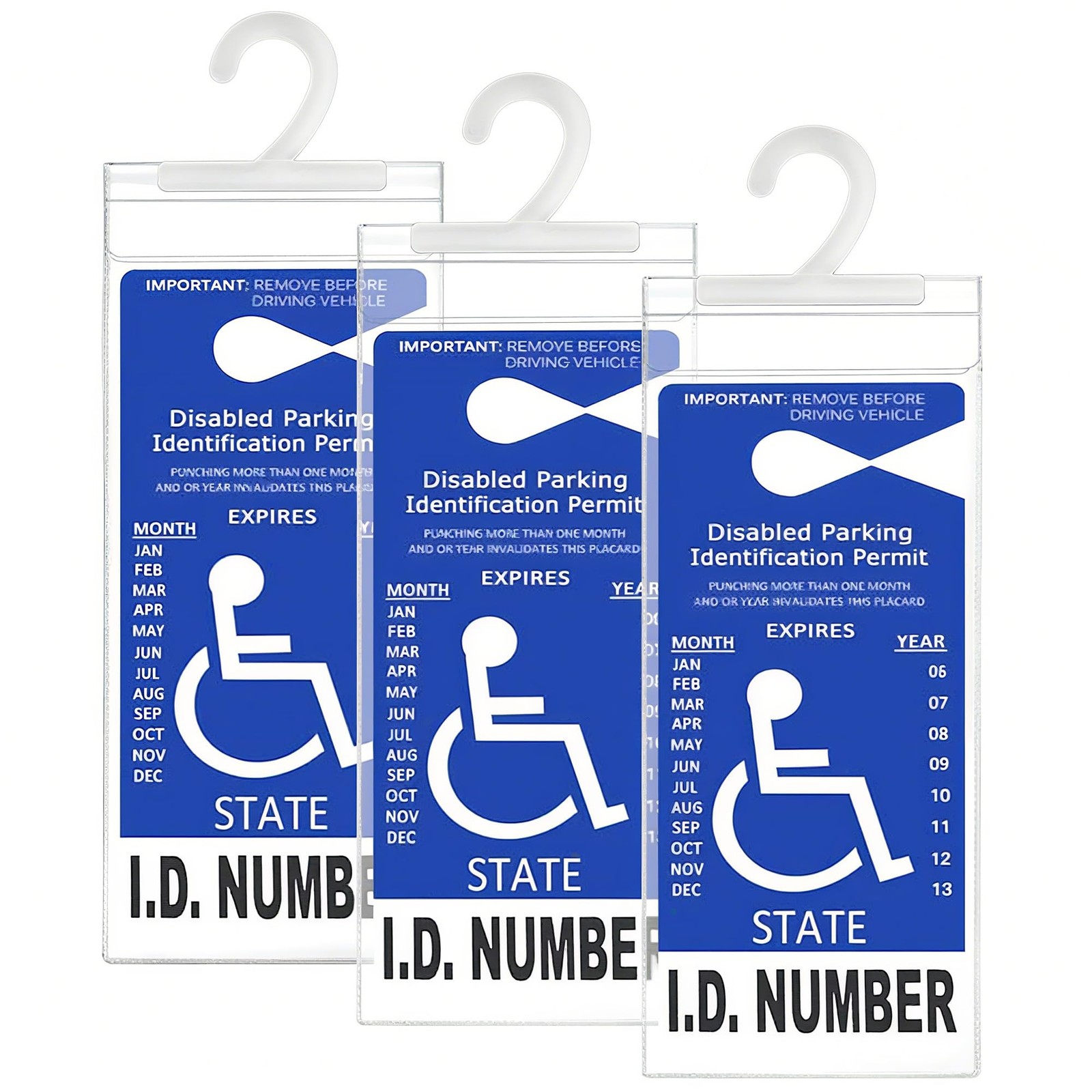 3 Pack Handicap Placard Holder for Car Disabled Parking Permit Sign Holder