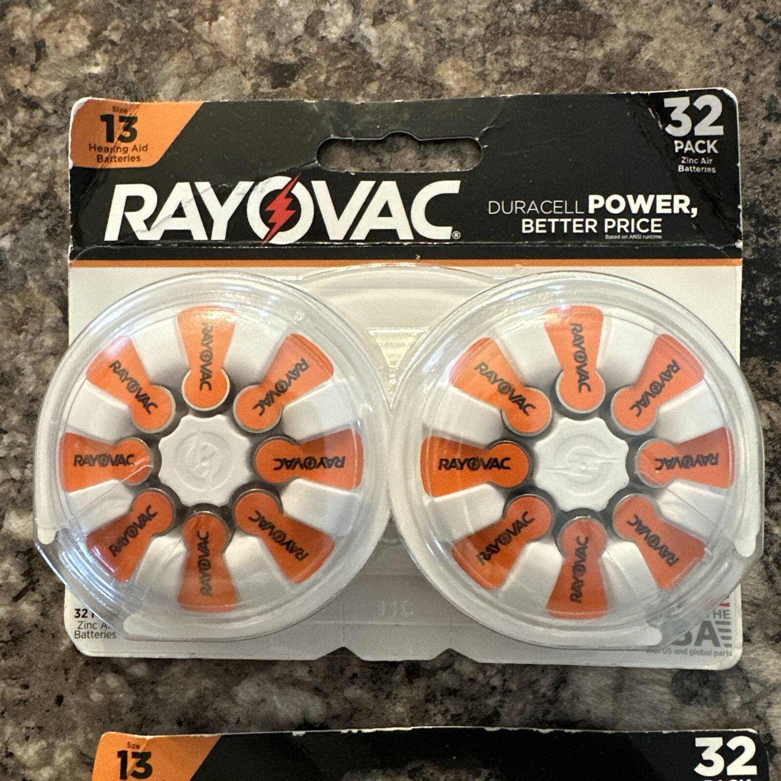 Rayovac Size 13 Hearing Aid Batteries 32 Pack Expiration: 08/27 BRAND NEW!