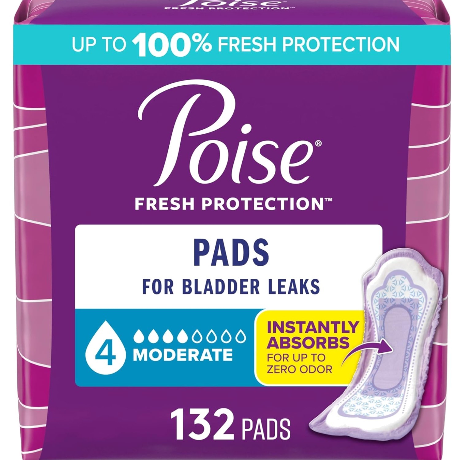 Incontinence & Postpartum Pads for Bladder Leaks, 4 Drop Moderate Absorbency,…
