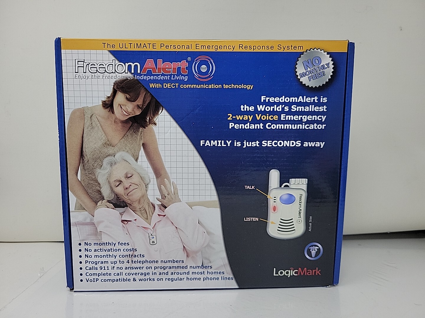 LogicMark Freedom Alert 2-Way Voice Emergency Pendant Communicator Model# 35911