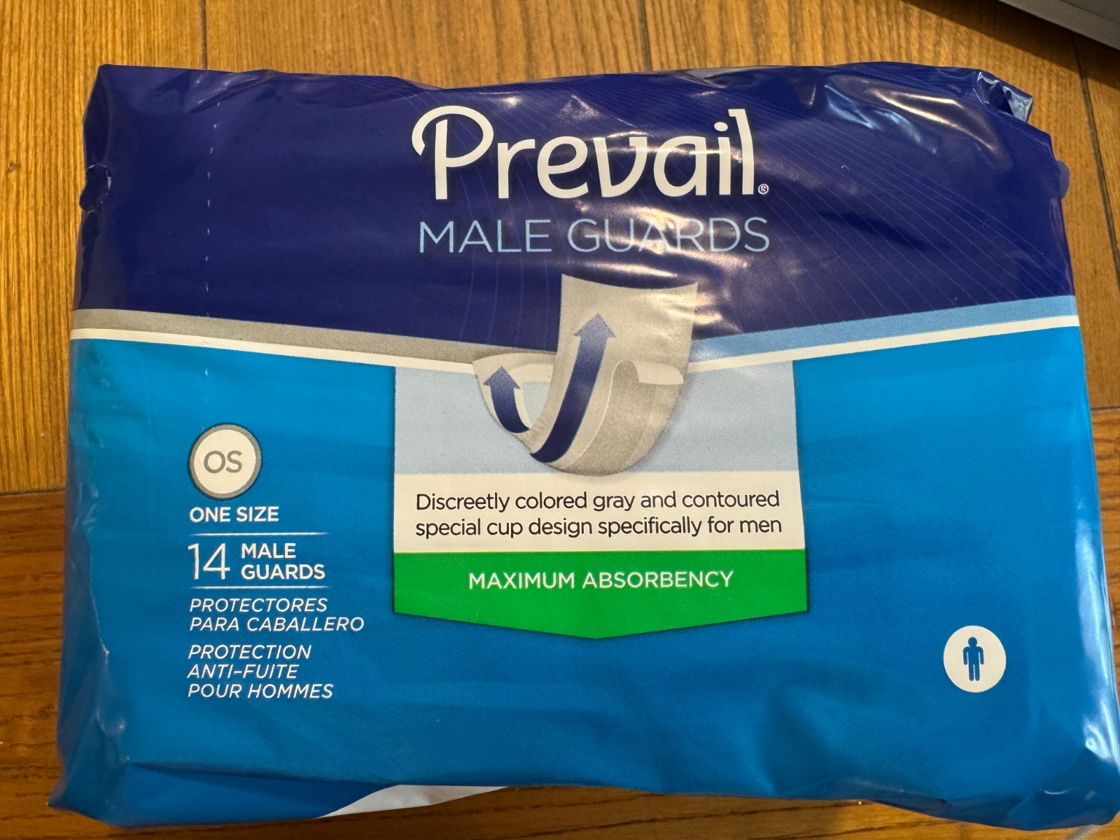 PREVAIL MALE GUARDS OS ONE SIZE 14 COUNT MAXIMUM ABSORBENCY INCONTINENCE PADS