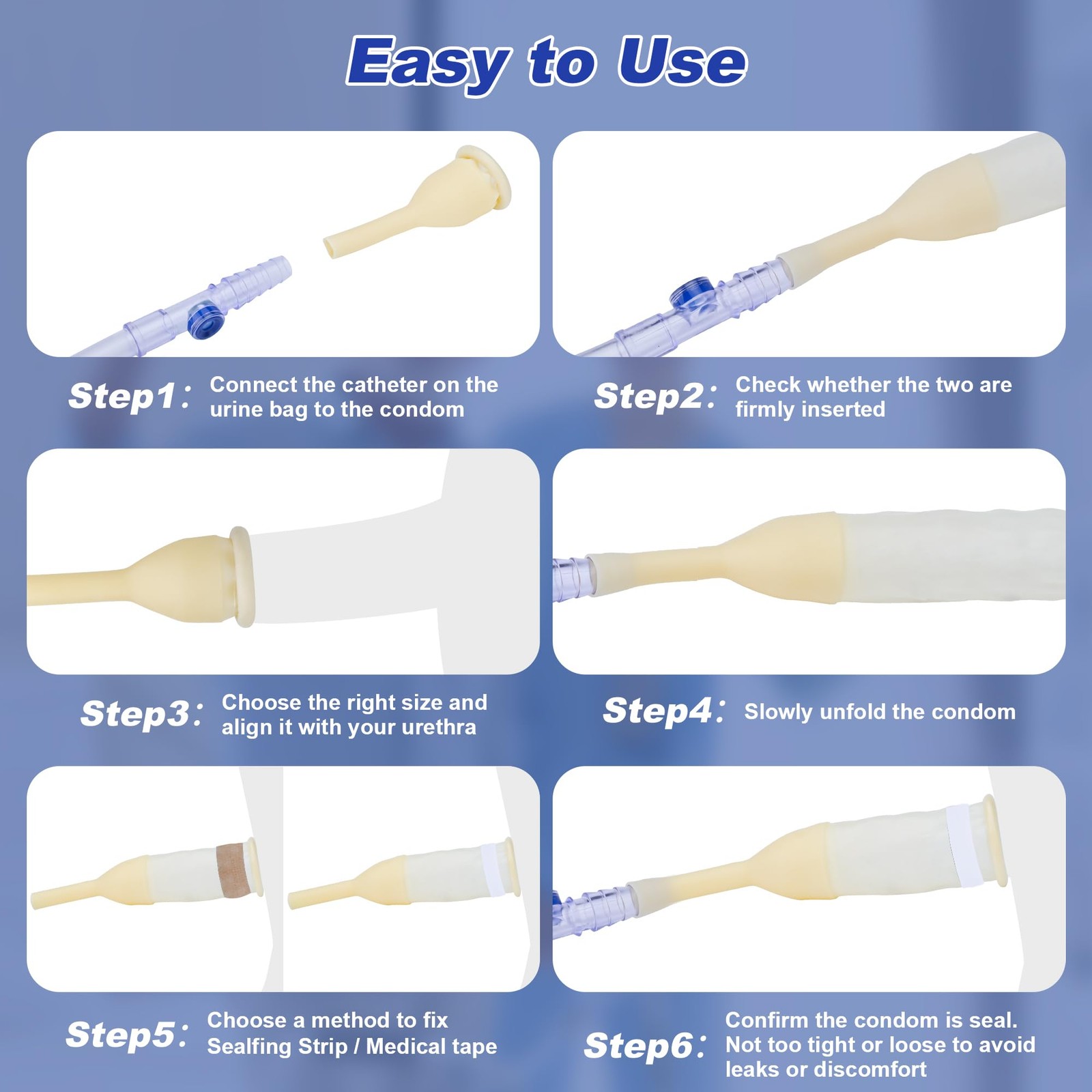 External Condom Catheter for Men Kit, 24 Soft Latex, 6 Catheter Stabilization…