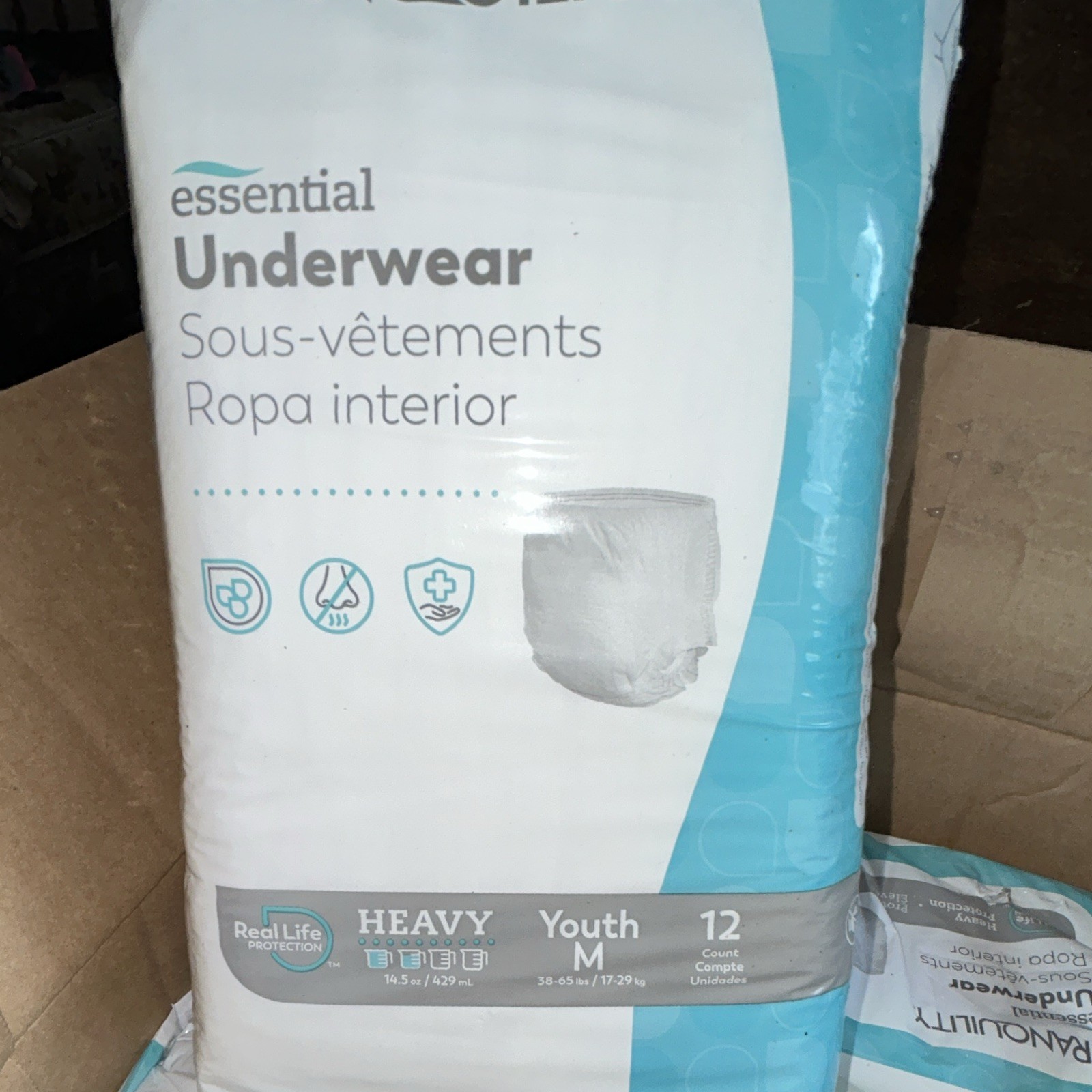 4 bags Tranquility Essential underwear/pullups Youth