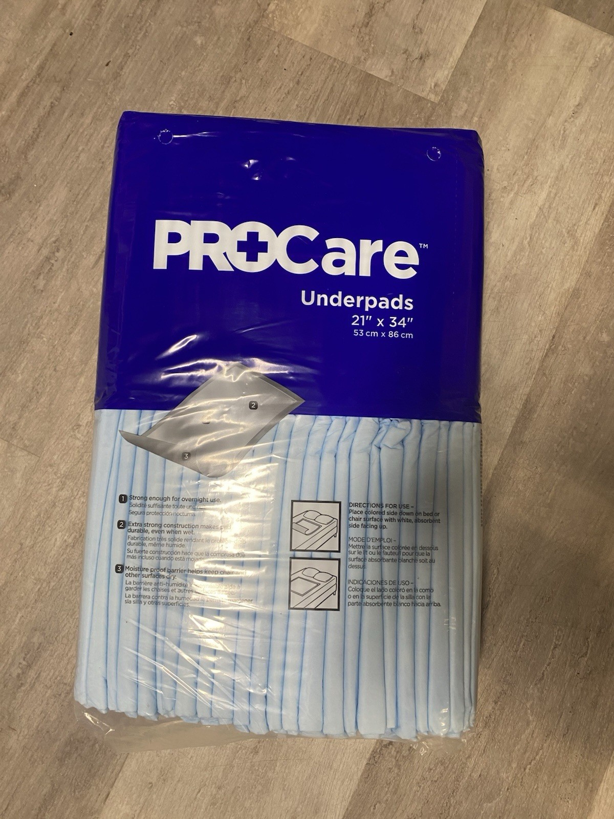 ProCare Underpads 21 x 34 in Blue Disposable Waterproof Overnight 800 ml 50 Ct
