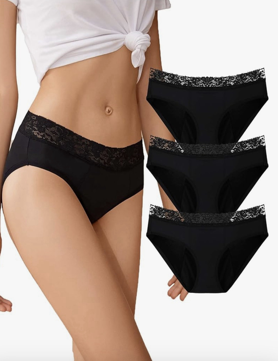 3 Pack Period Women Underwear Heavy Flow High Absorbent Leak Proof Panties Large