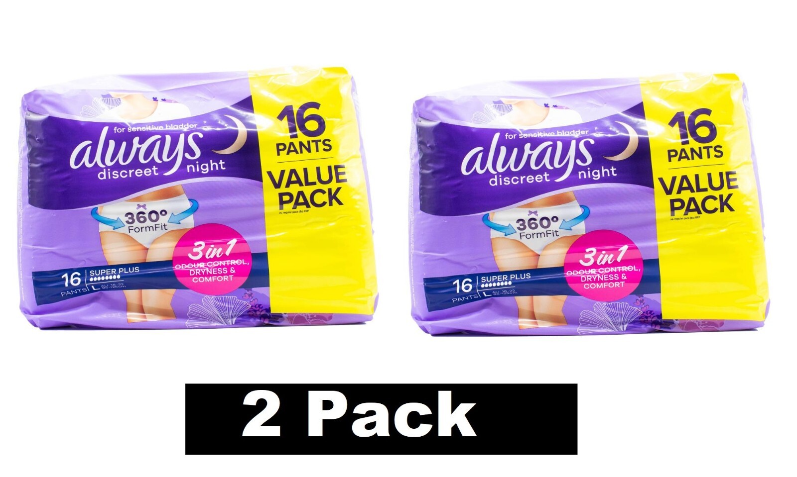 32 x ALWAYS UNDERWEAR PANTS DISCREET NIGHT SENSITIVE BLADDER SUPER PLUS SIZE L