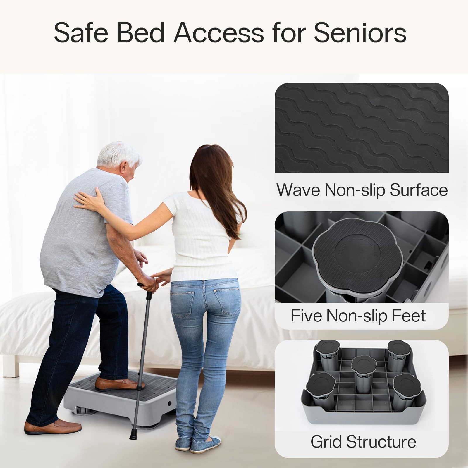 5.7″ Adjustable Step Stool, Non-Slip One Step Platform for Adults & Seniors, …
