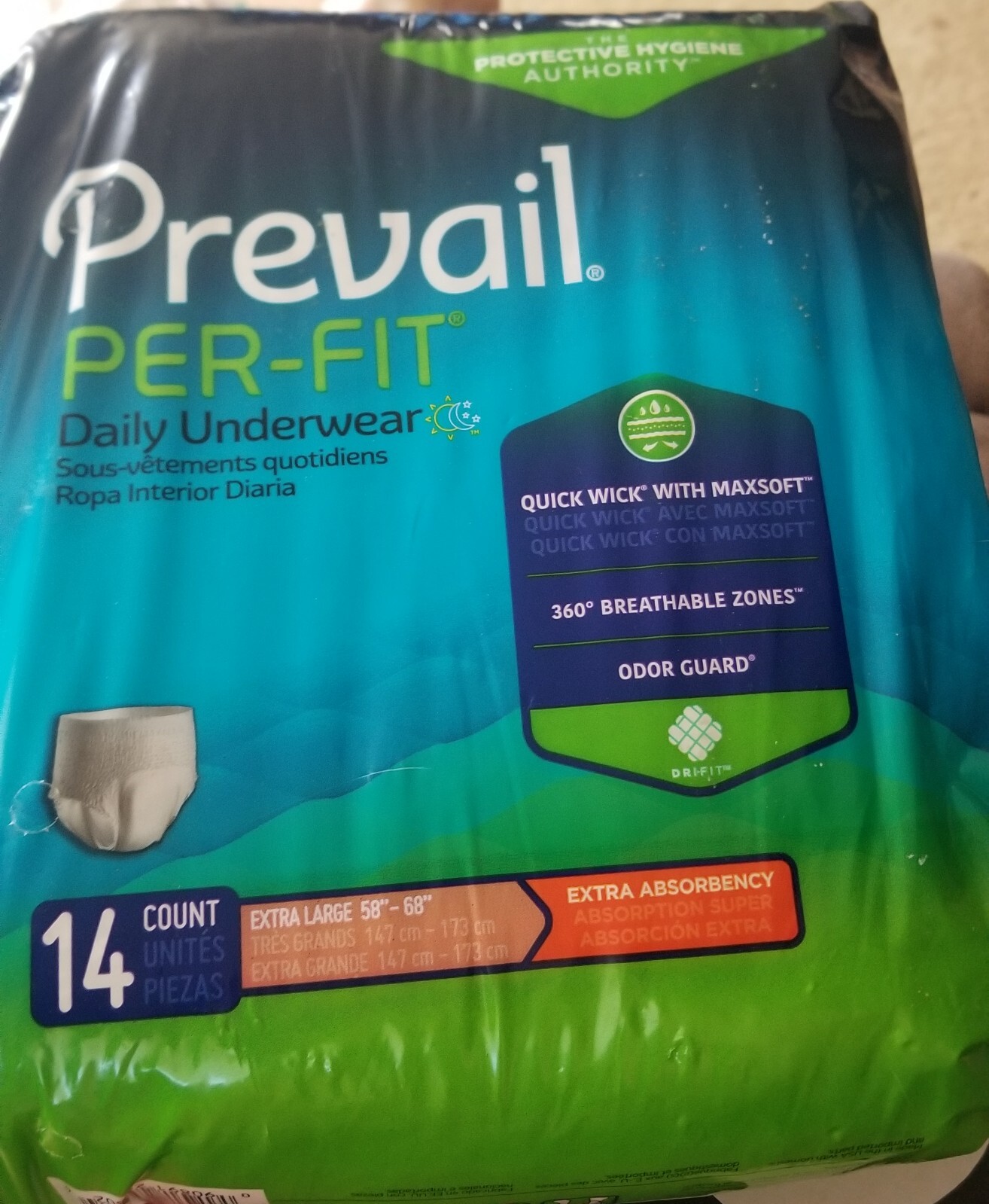 Prevail Daily Underwear, Incontinence, Disposable, Extra Absorbency, XL, 14 Ct