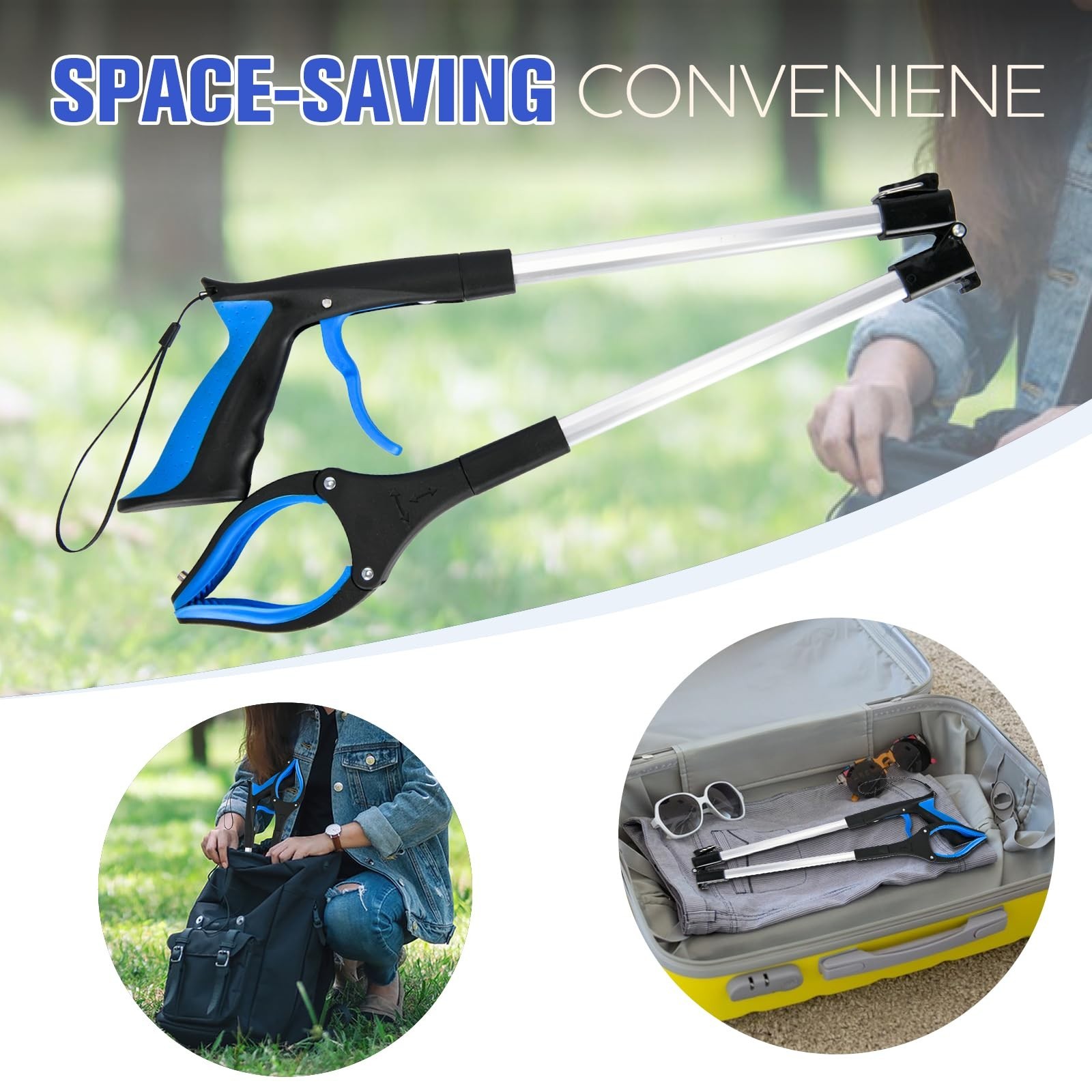 6-Pack 32″ Foldable Grabber Tool with 4″ Wide Jaw & 360° Rotating Head – Ideal f
