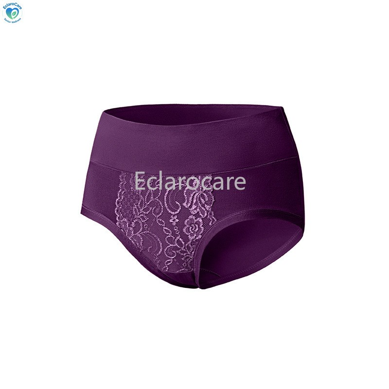 6pcs Women’s Mid-Rise Menstrual Underwear with Solid-Color Lace Breathable