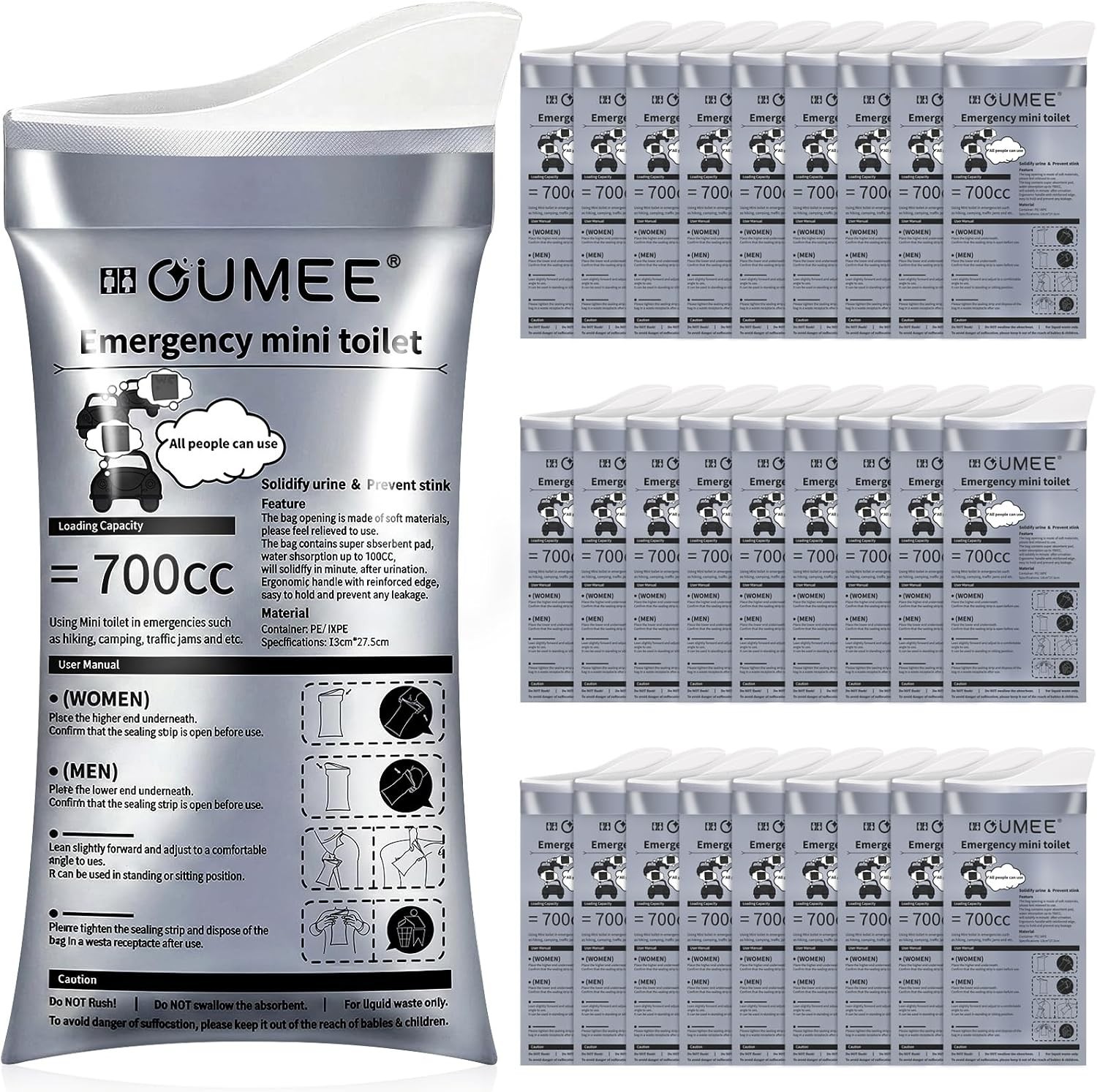 Leak-Proof Portable Urinal Bags, 700ML Size – Unisex Solution for Travel